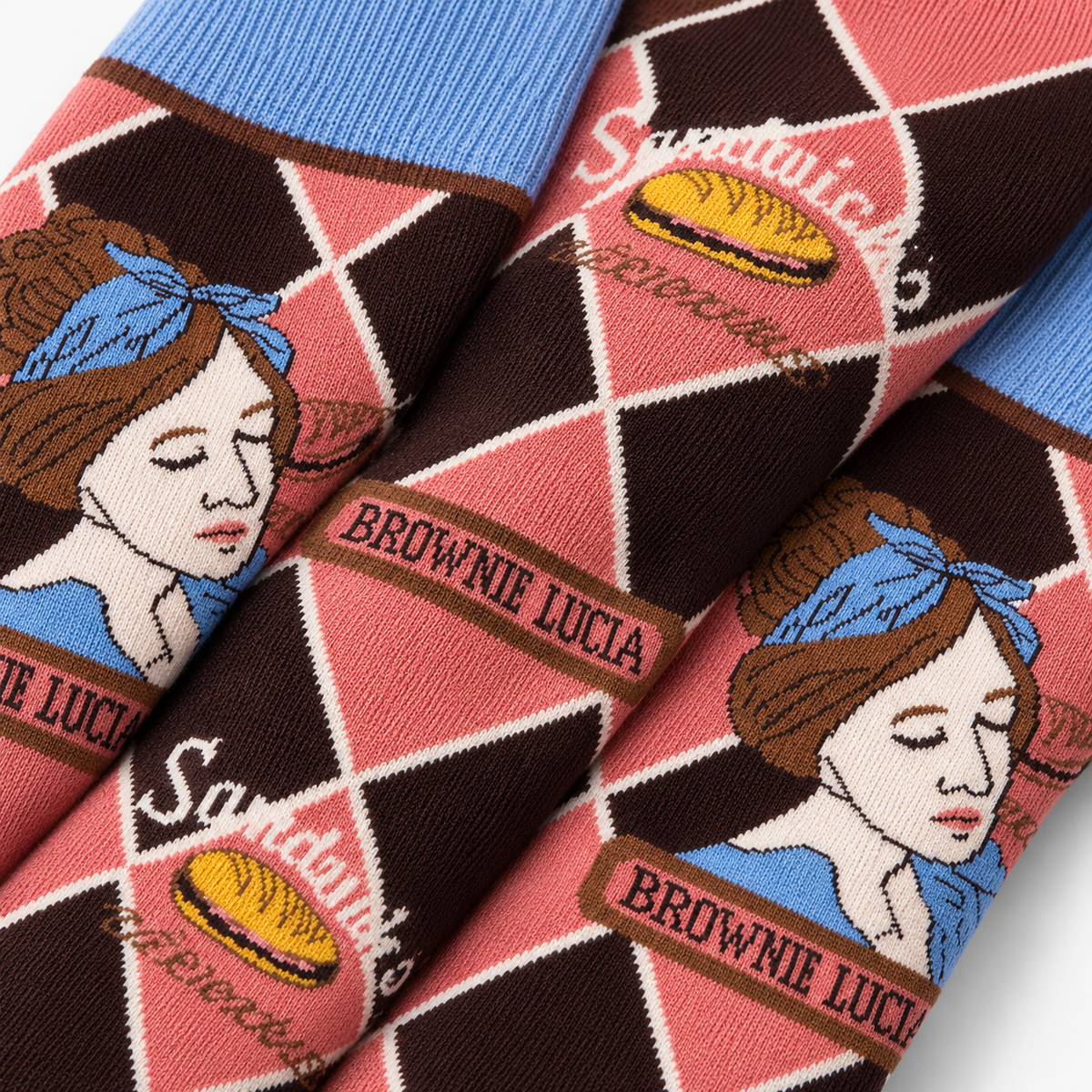 Women's Retro Portrait Argyle Crew Socks – Colorful Patterned Socks