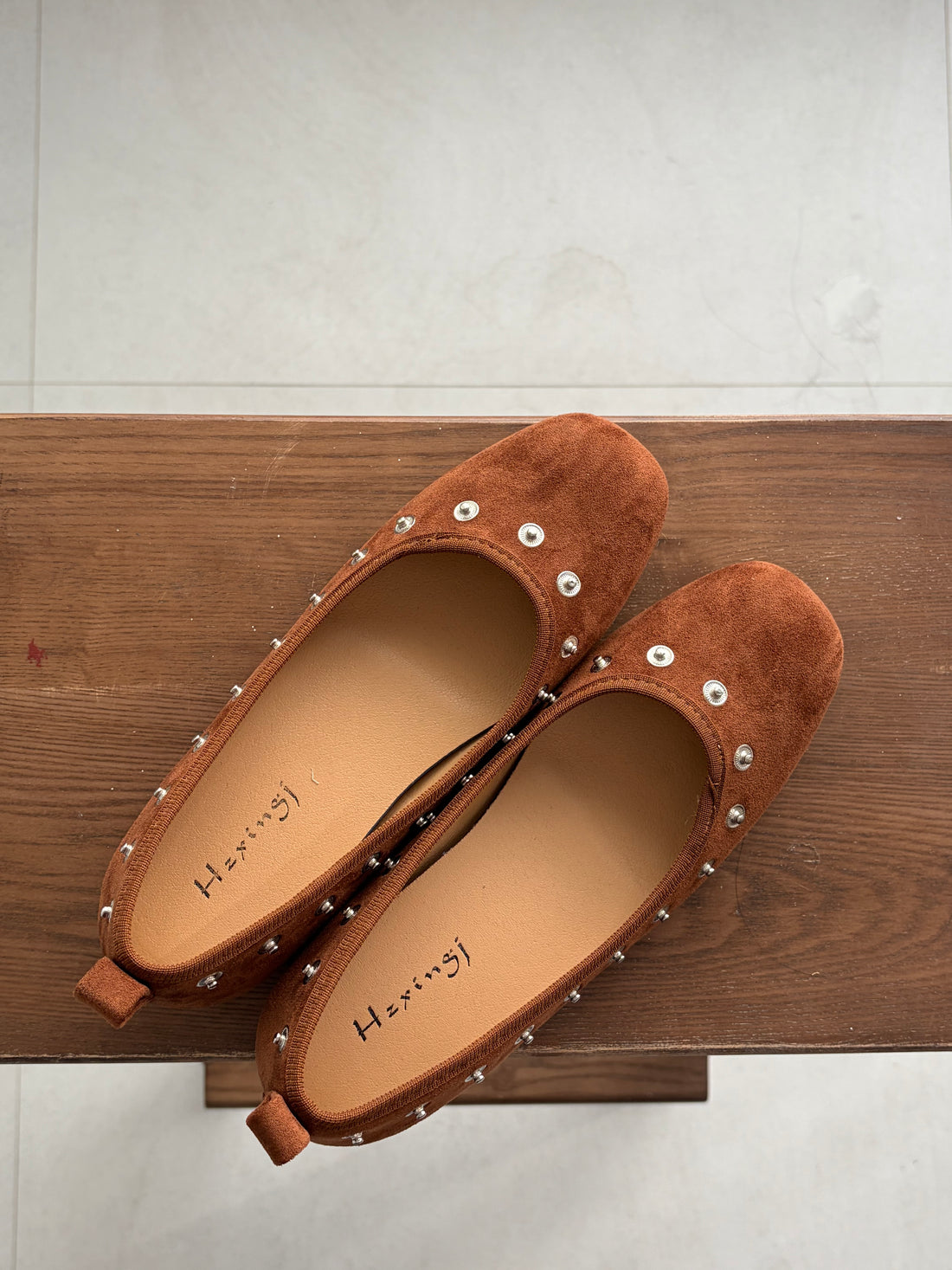 Studded Ballet Flats with Detachable Flowers