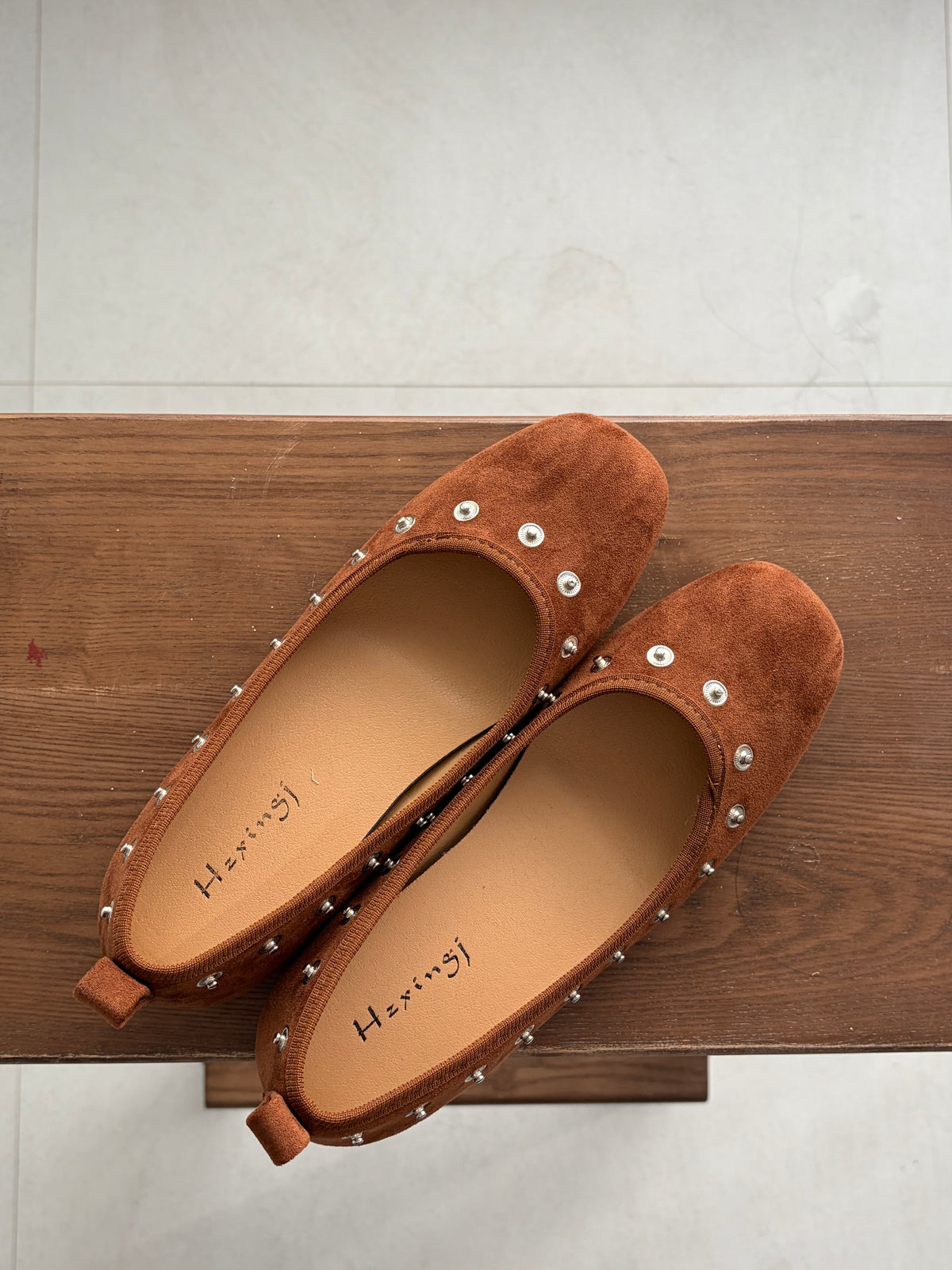 Studded Ballet Flats with Detachable Flowers