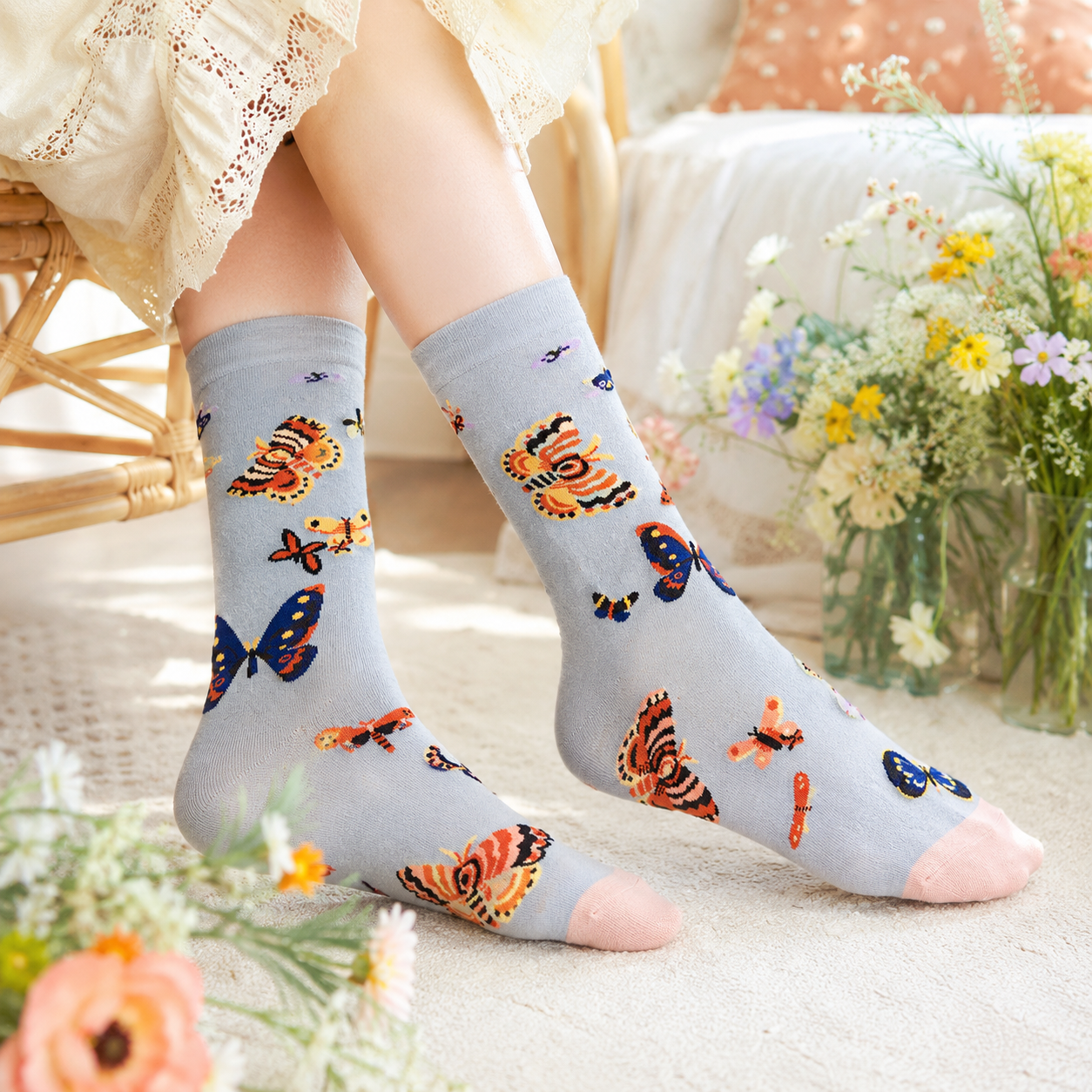 Whimsical Art & Nature Crew Socks – Colorful Graphic Socks