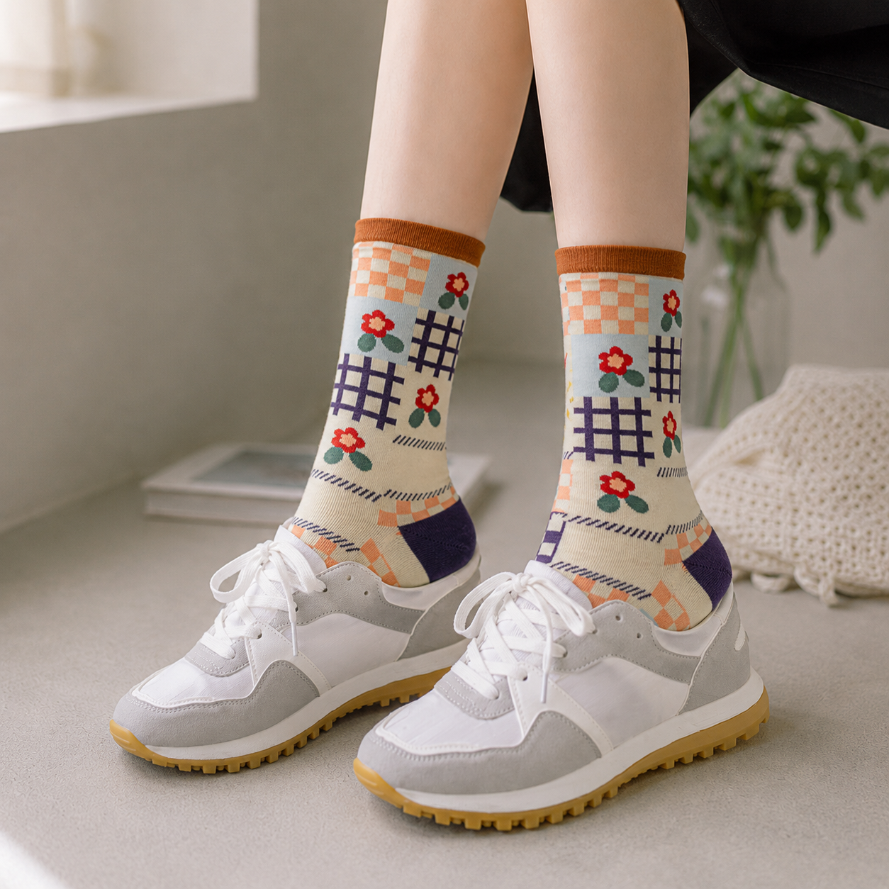 Cute Patterned Crew Socks for Women