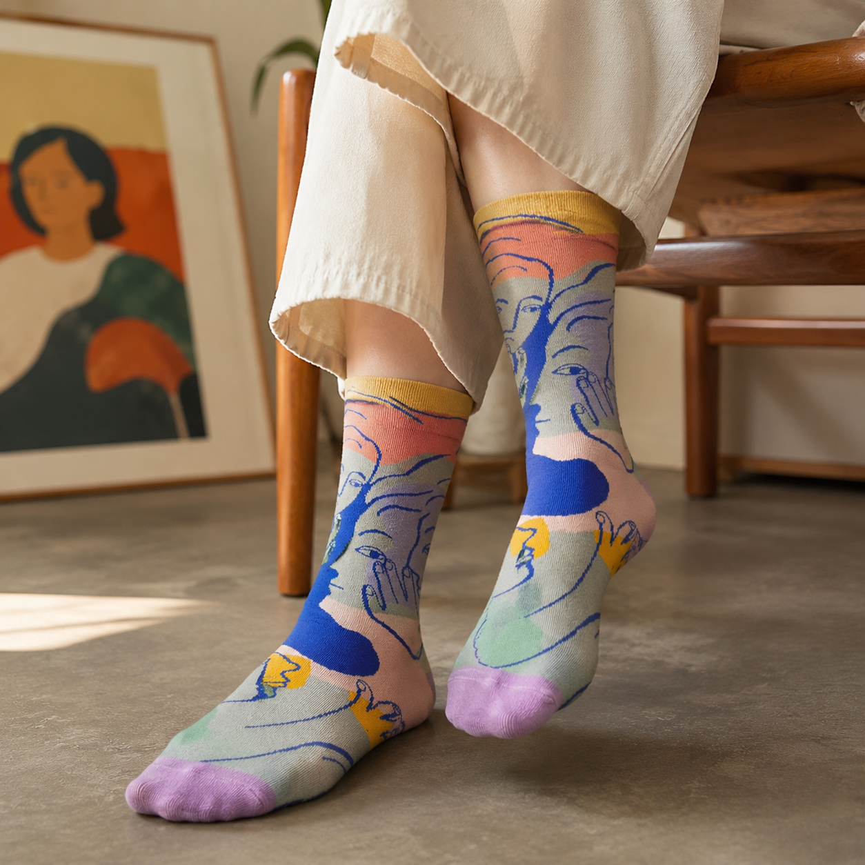 Whimsical Art & Nature Crew Socks – Colorful Graphic Socks