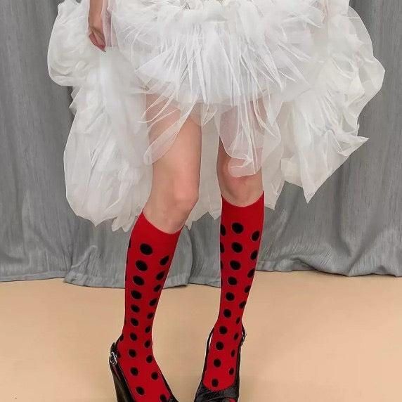 Midnight Polka Knee High Socks