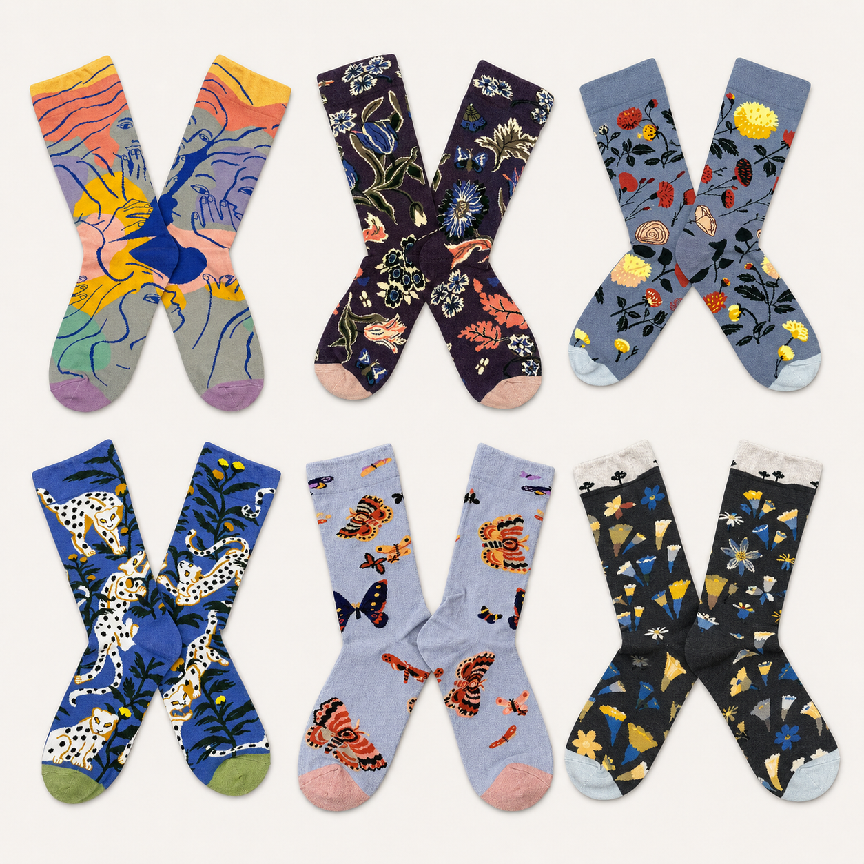 Whimsical Art & Nature Crew Socks – Colorful Graphic Socks
