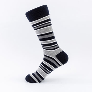 Retro Fine Stripe Crew Socks – Men’s Cotton-Blend Seamless Toe Socks