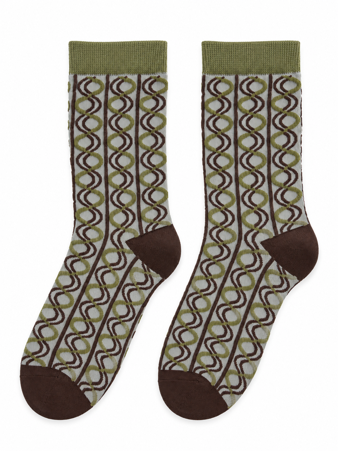 Olive & Brown Geometric Pattern Socks