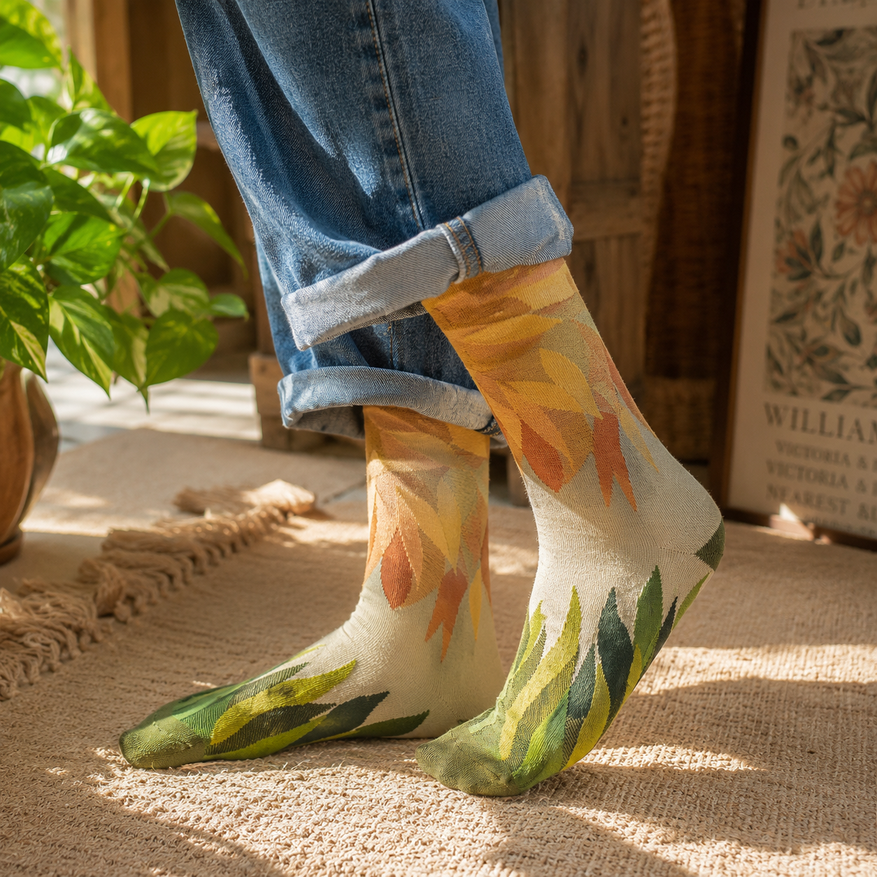 Whimsical Storybook Art Crew Socks – Animal, Floral & Woodland Designs
