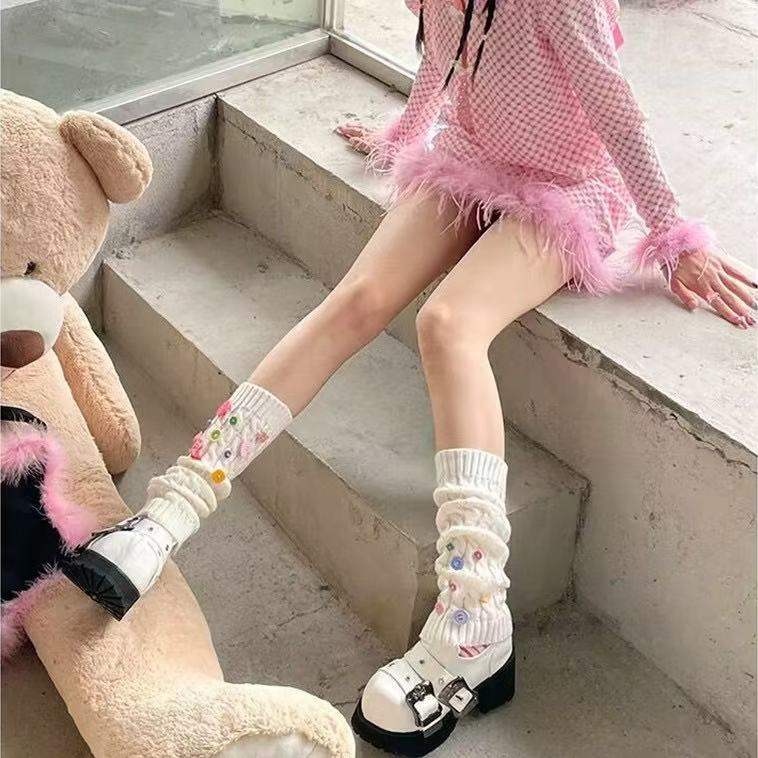 Harajuku Pastel Button Leg Warmers