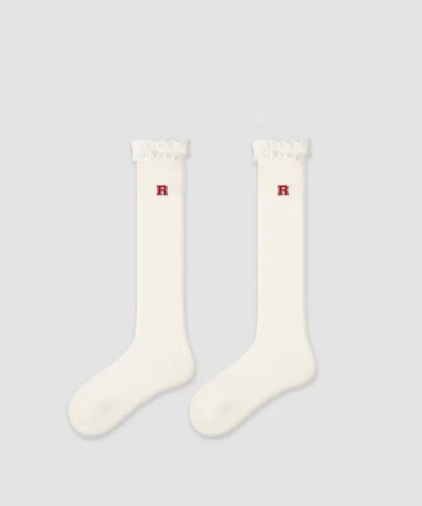 Retro Collegiate Lace Slouch Socks