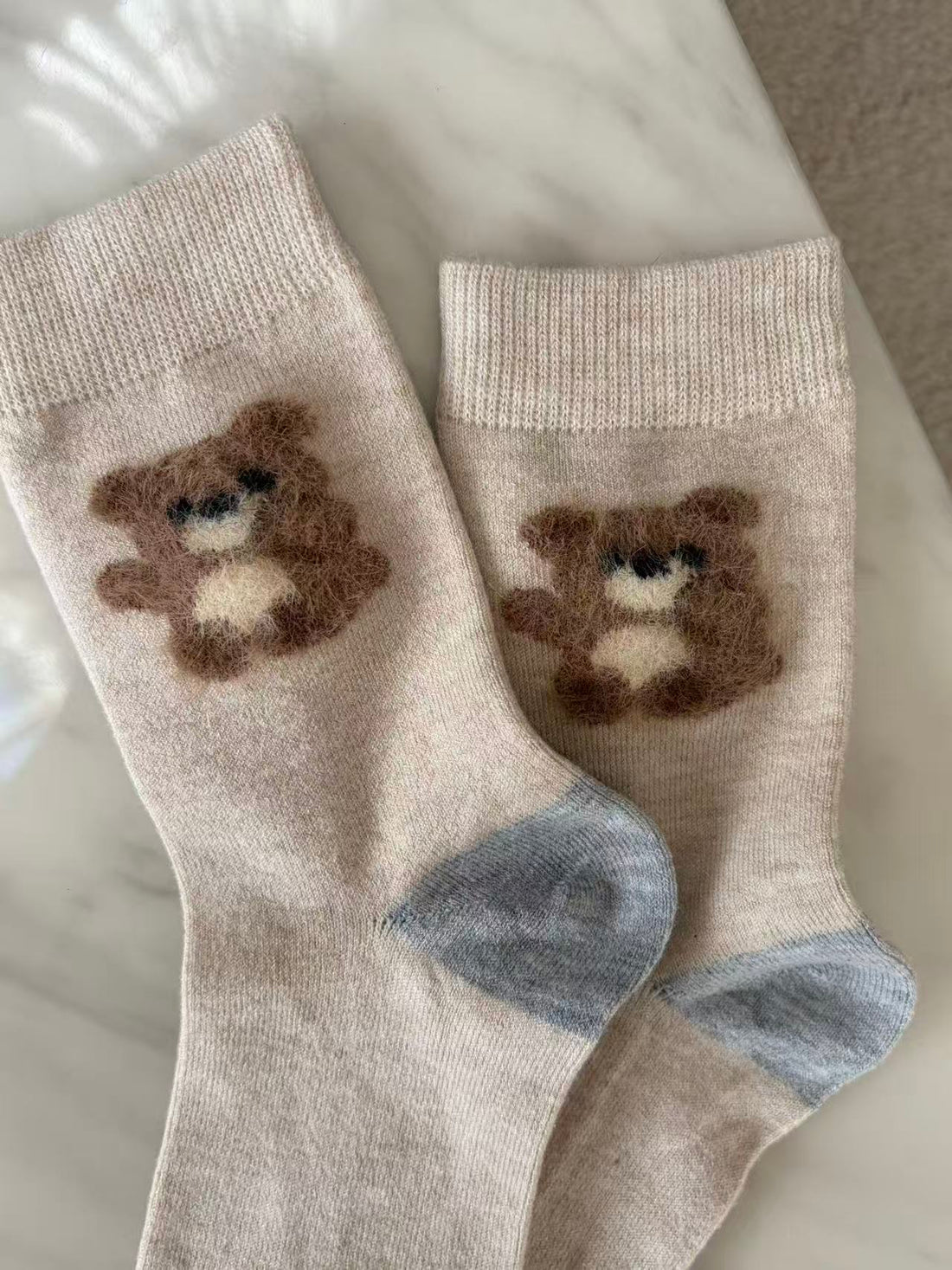 Wool-Blend Fuzzy Animal Motif Crew Socks