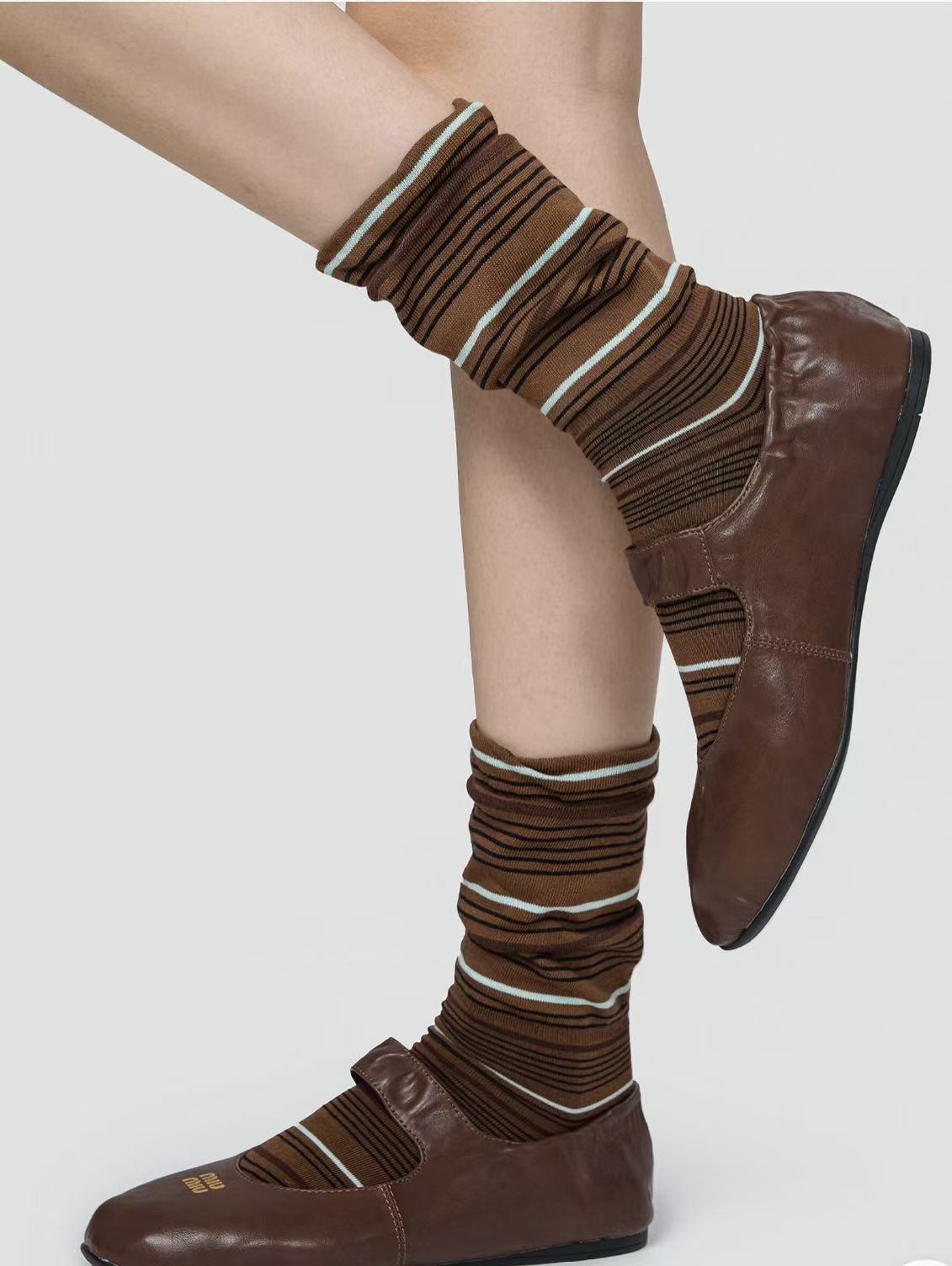 Vintage Striped Slouch Crew Socks
