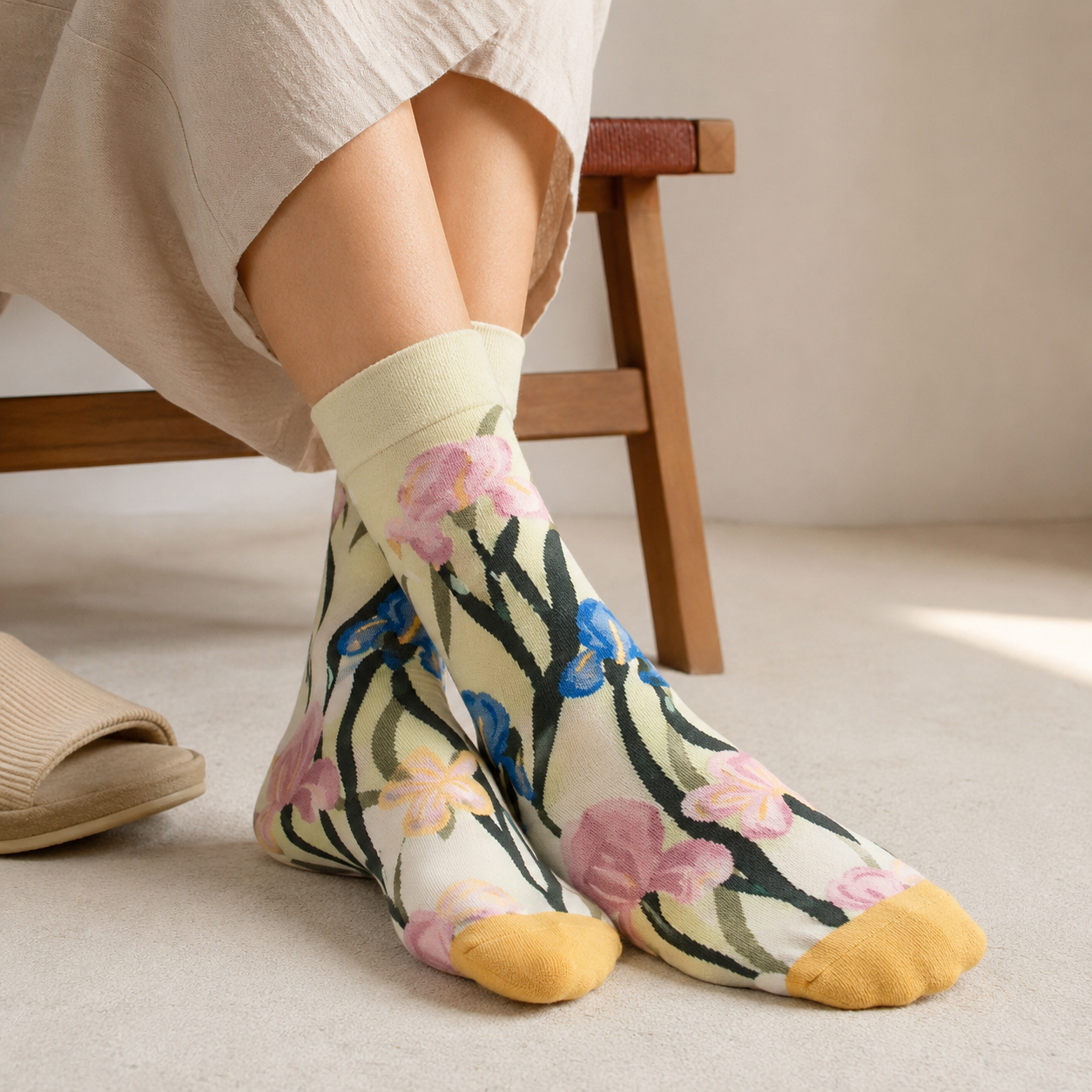 Artistic Floral & Landscape Crew Socks – 6 Unique Patterned Styles