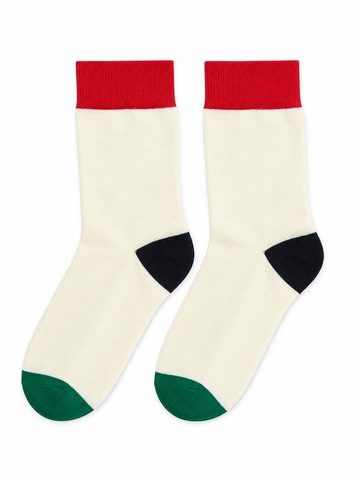 Cream Colour-Block Socks