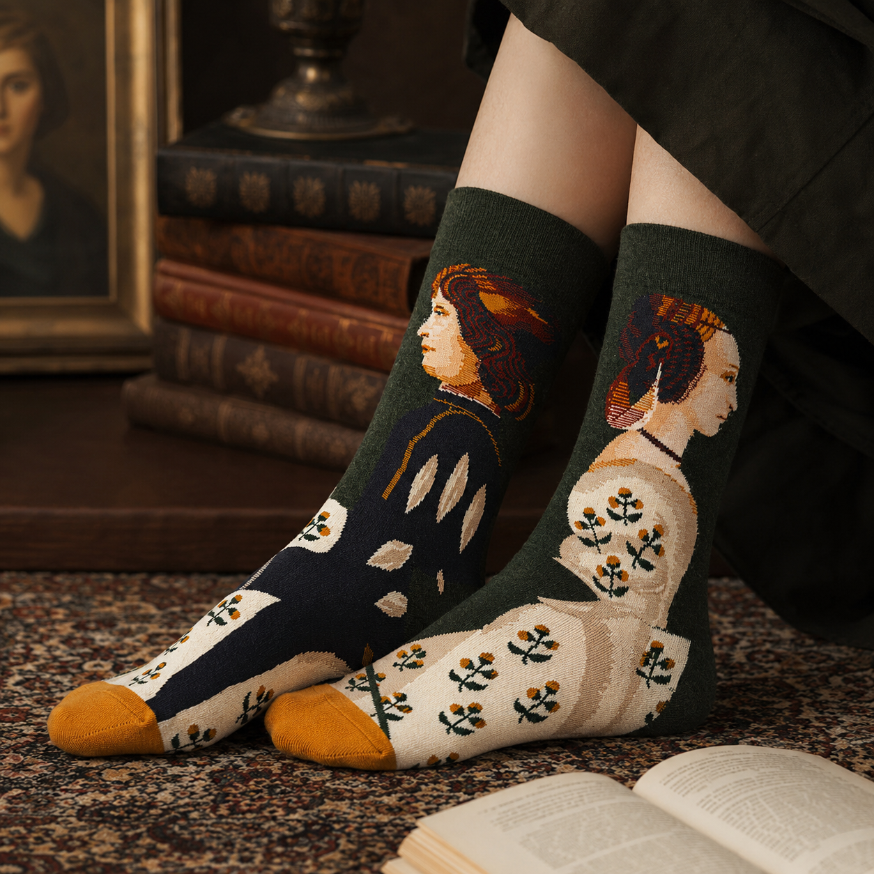 Art-Inspired Statement Crew Socks – Abstract, Floral & Portrait Designs