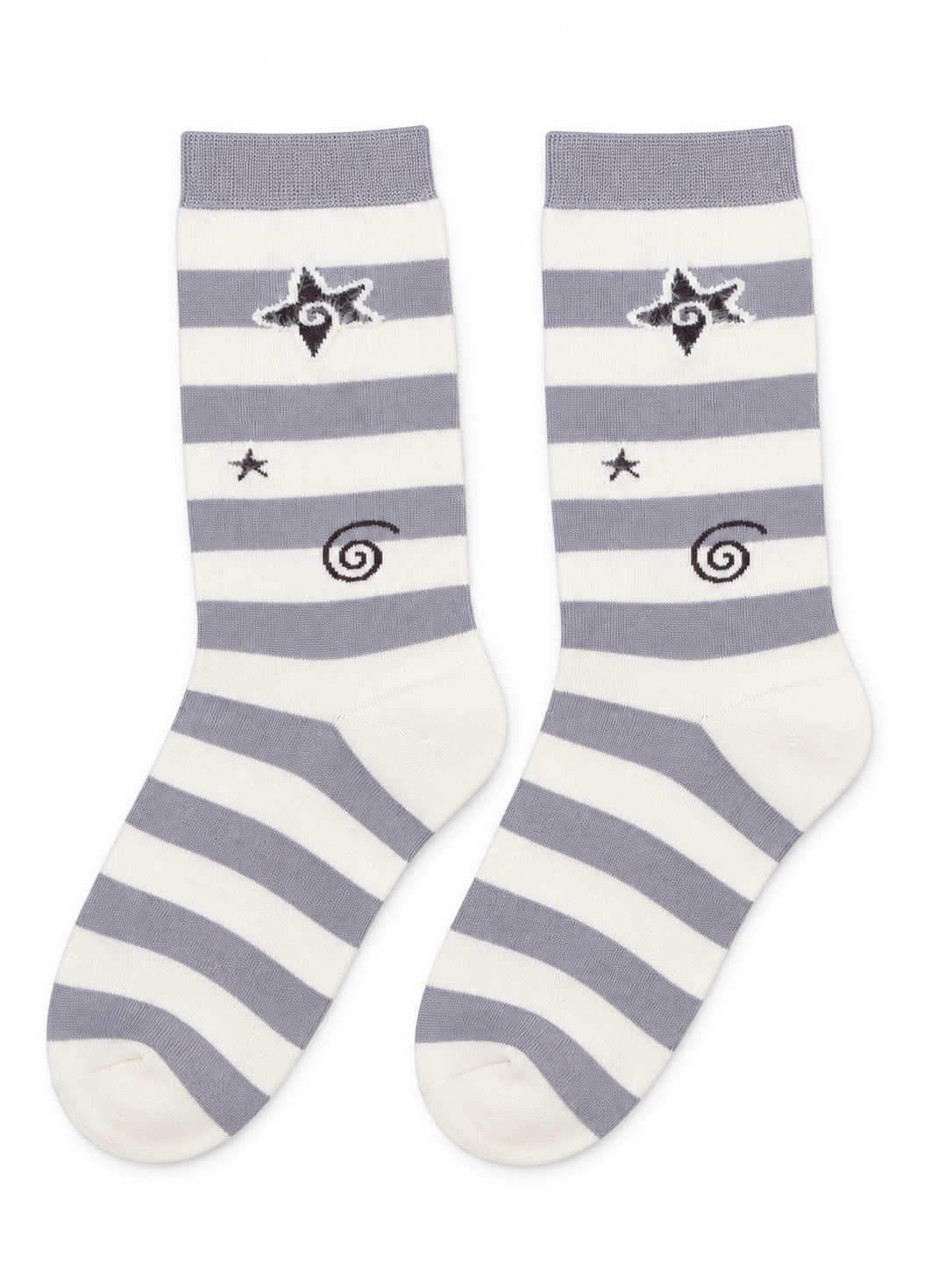 Lilac & Cream Striped Star Socks