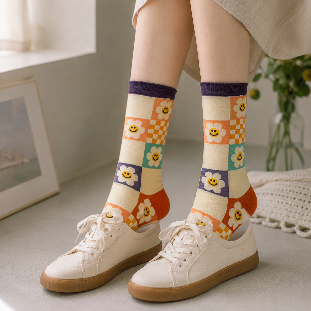 Cute Patterned Crew Socks for Women