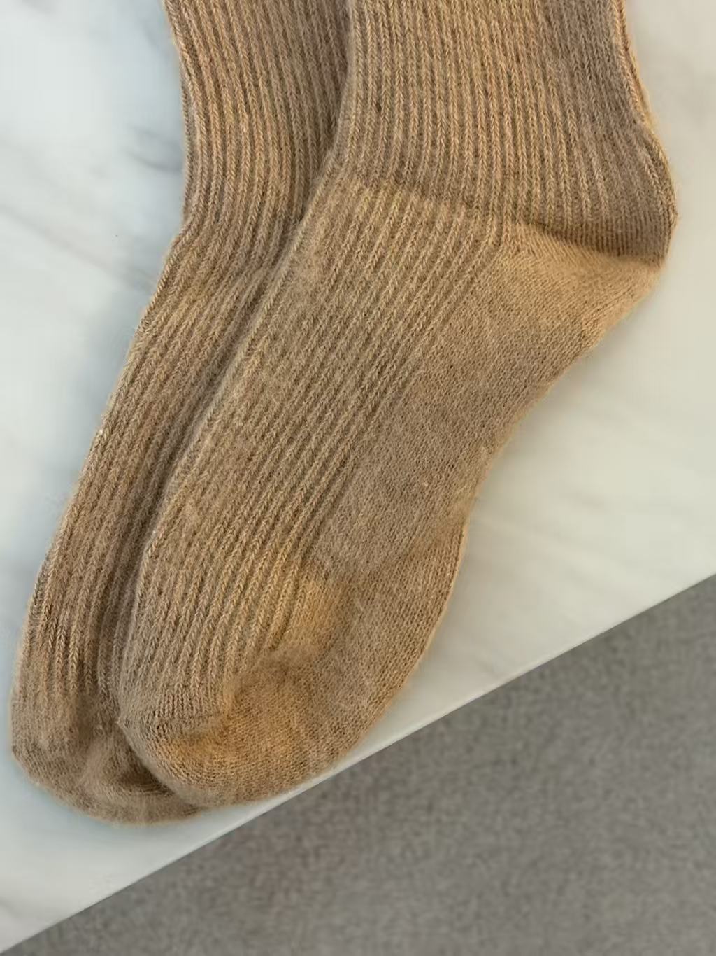Wool-Blend Crew Socks- Camel