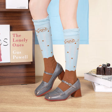 Sky Mocha Knee High Socks