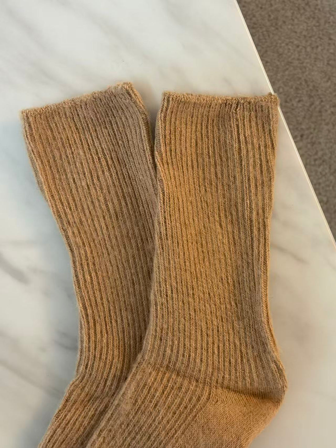Wool-Blend Crew Socks- Camel