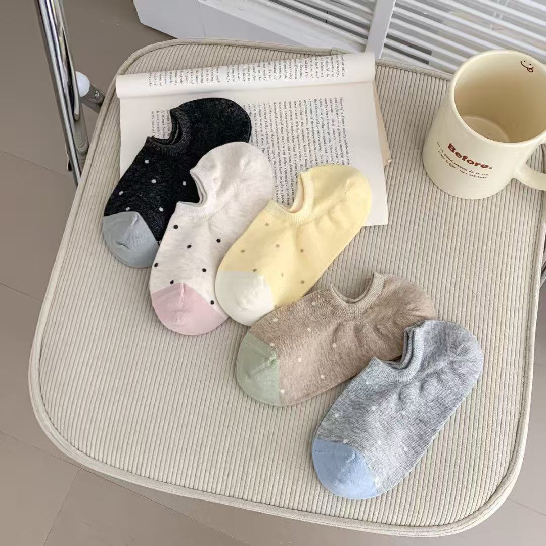 Sunday Dots No-Show Socks