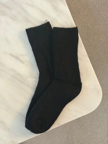 Wool-Blend Crew Socks- Black