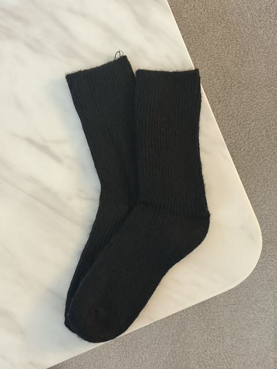 Wool-Blend Crew Socks- Black