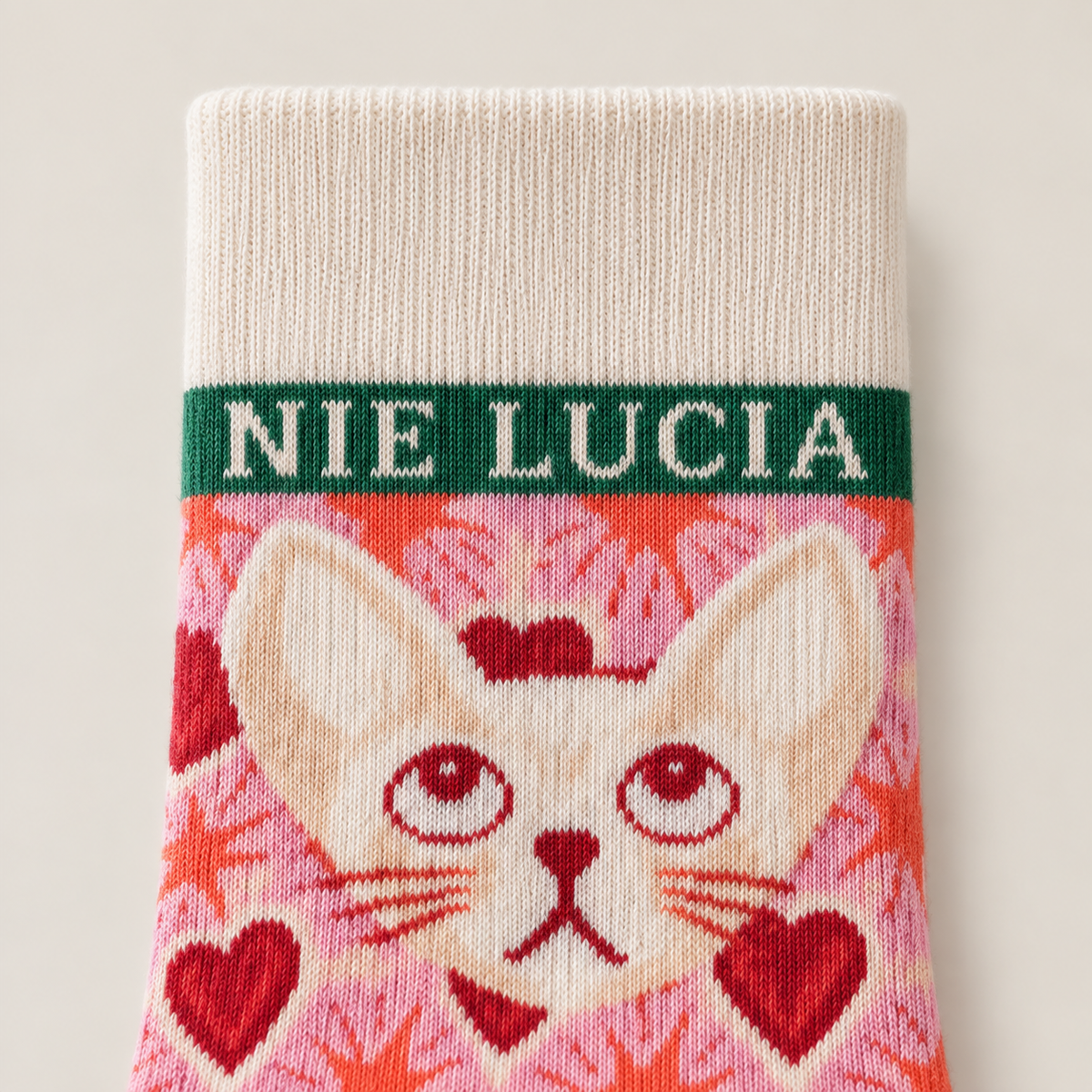 Women’s Vintage Cat & Heart Pattern Crew Socks – Cute Mid-Calf Knit Socks