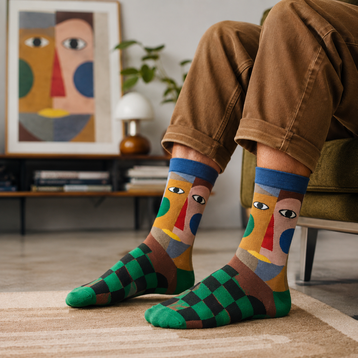 Art-Inspired Statement Crew Socks – Abstract, Floral & Portrait Designs