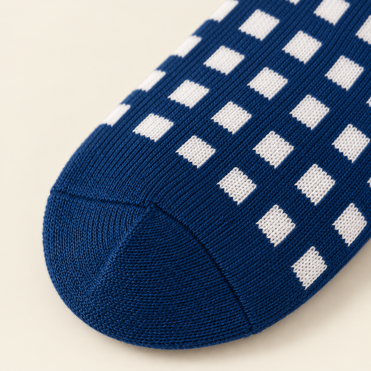 Women’s Vintage Cat Checkered Crew Socks – Blue Mid-Calf Knit Socks