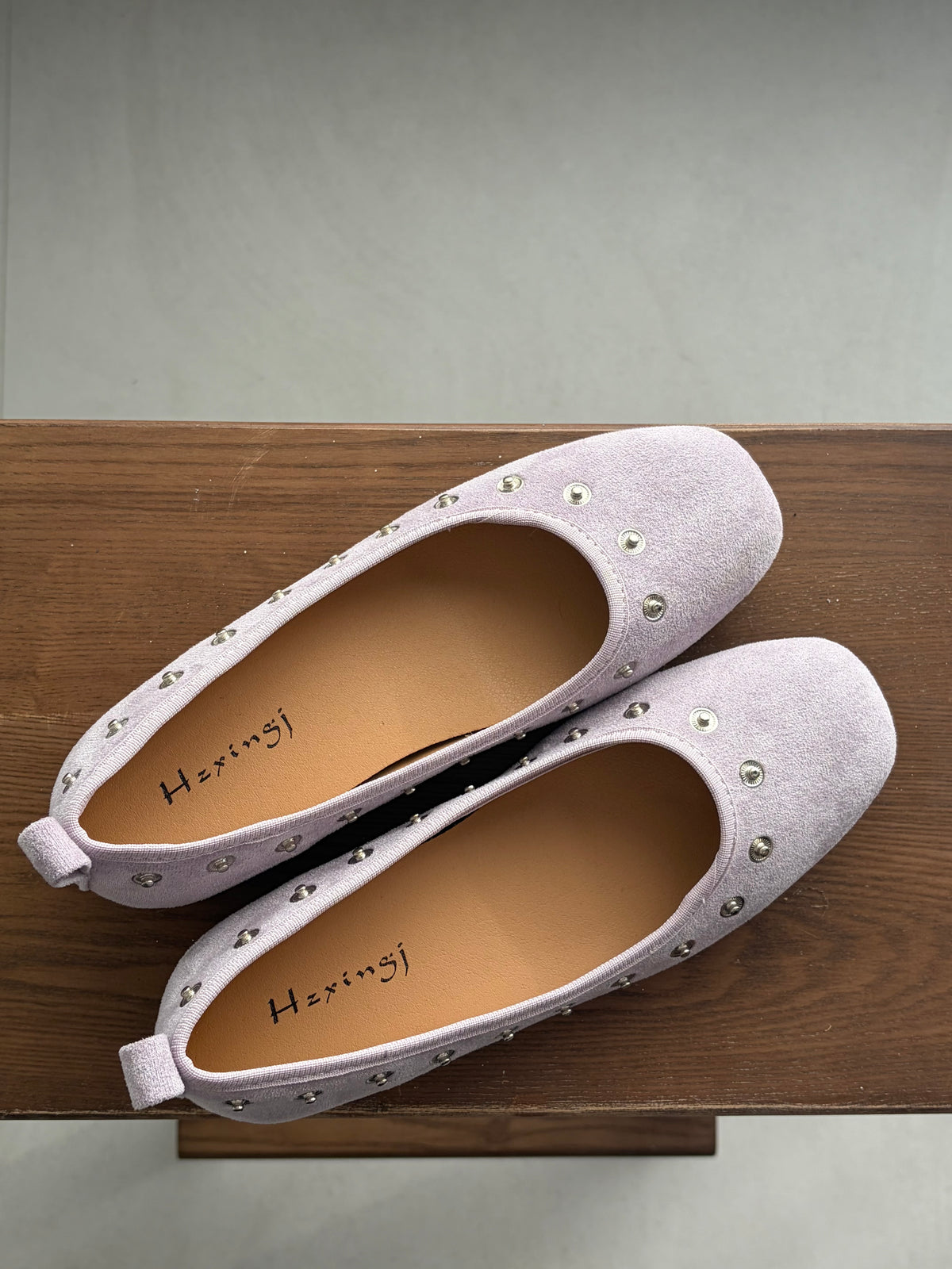 Studded Ballet Flats with Detachable Flowers