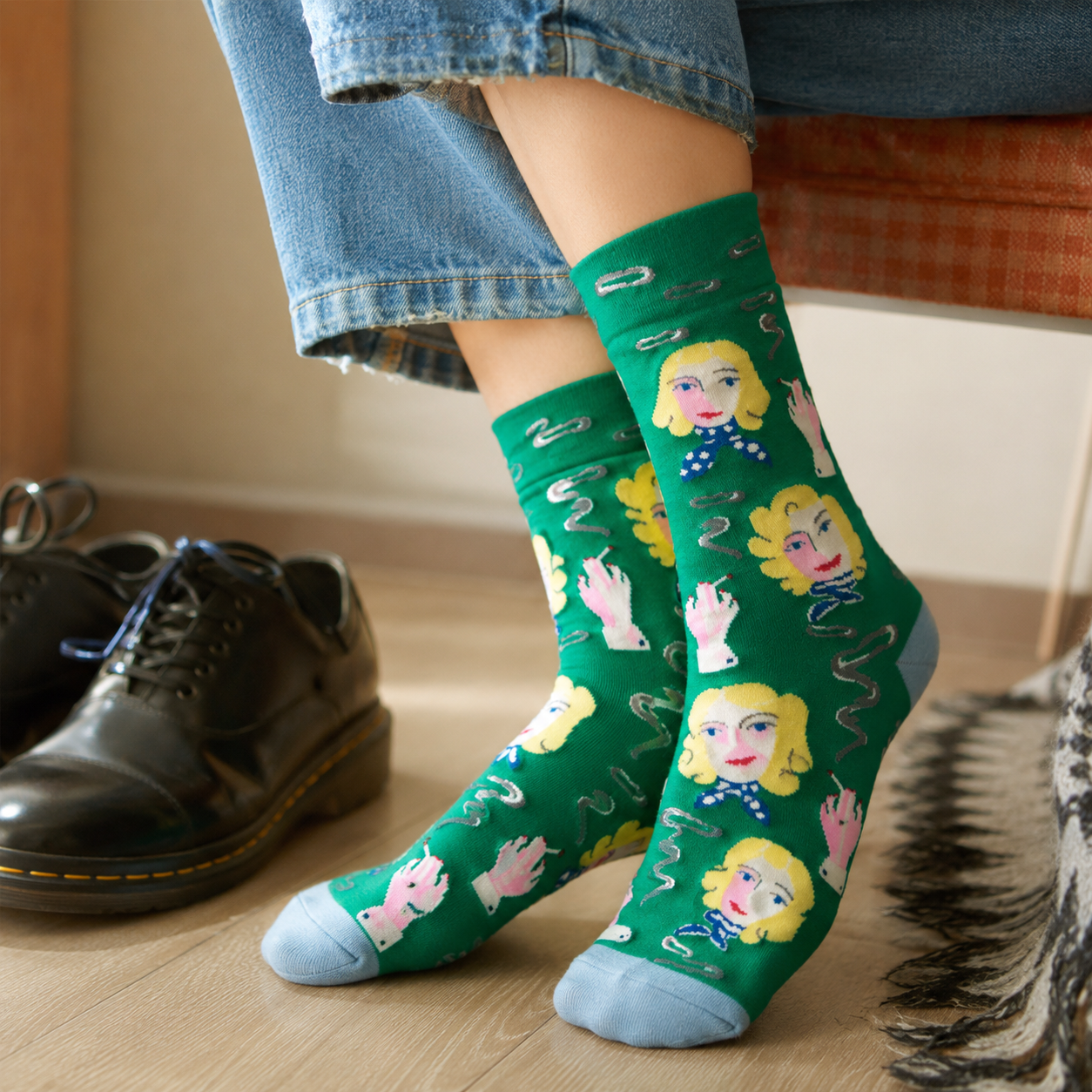 Artistic Nature & Whimsical Pattern Crew Socks – 6 Unique Designs