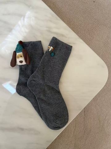Lucky Pup Ribbed Socks