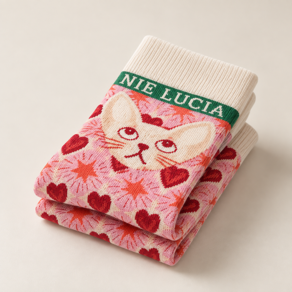 Women's Novelty Graphic Crew Socks – Colorful Cat, Heart & Retro Pattern Socks
