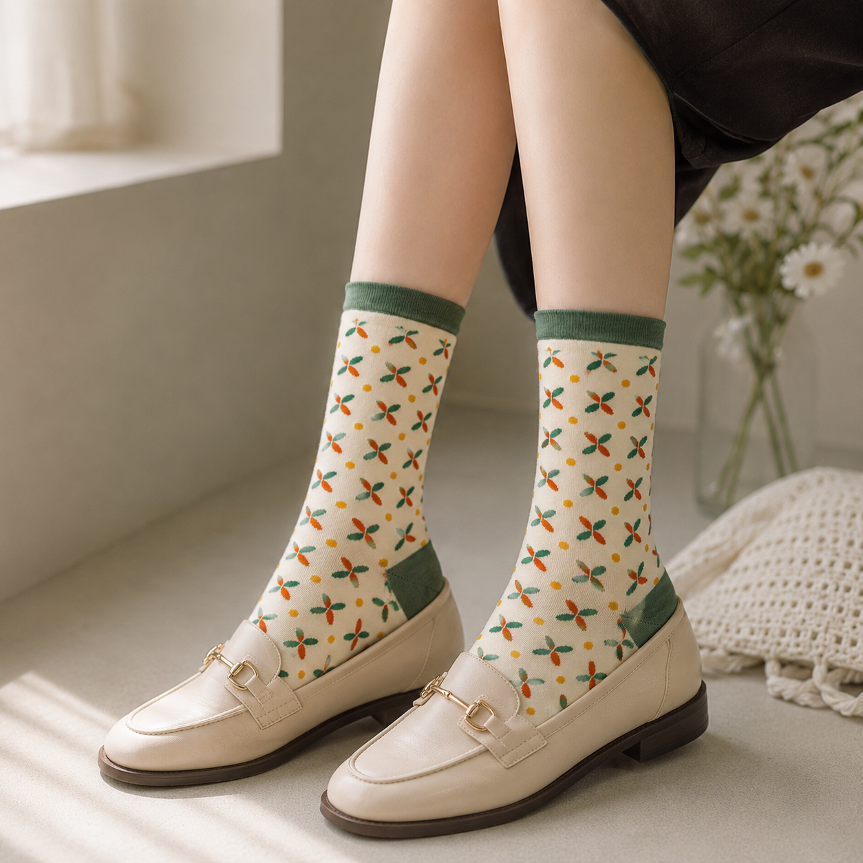 Cute Patterned Crew Socks for Women
