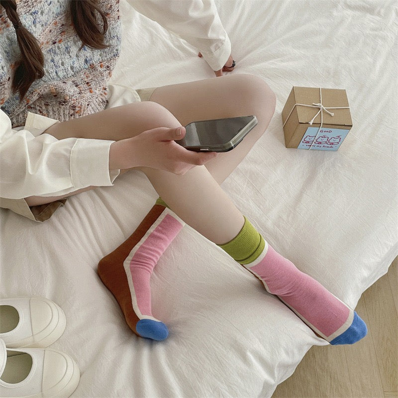 Abstract Geometric Crew Socks