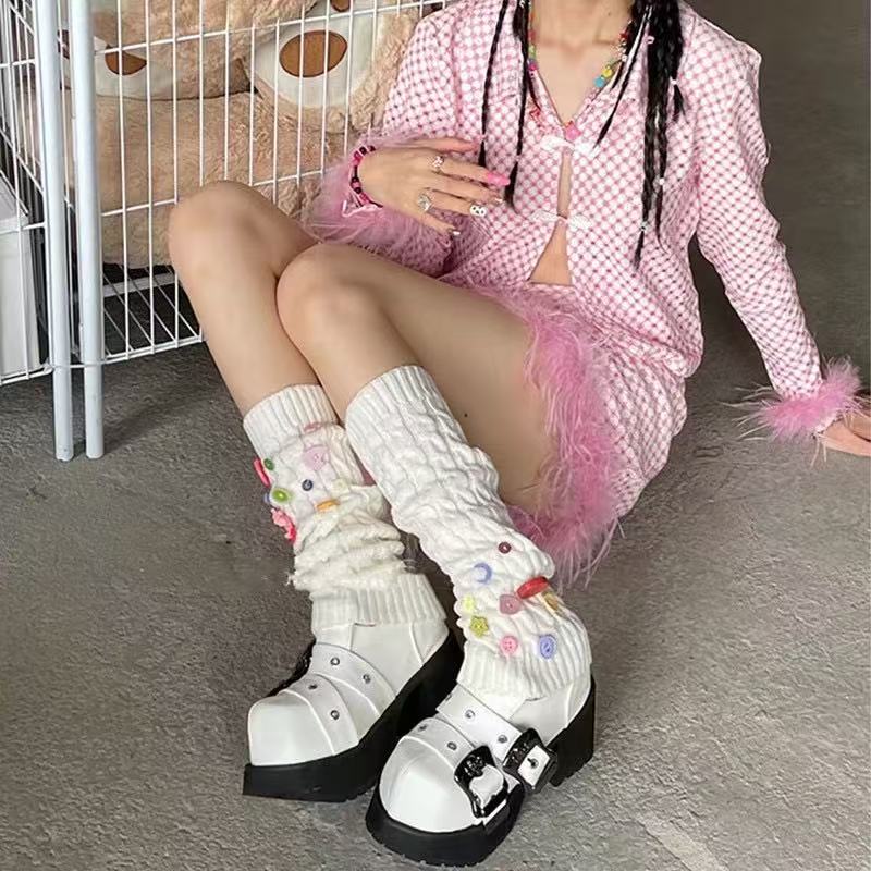 Harajuku Pastel Button Leg Warmers
