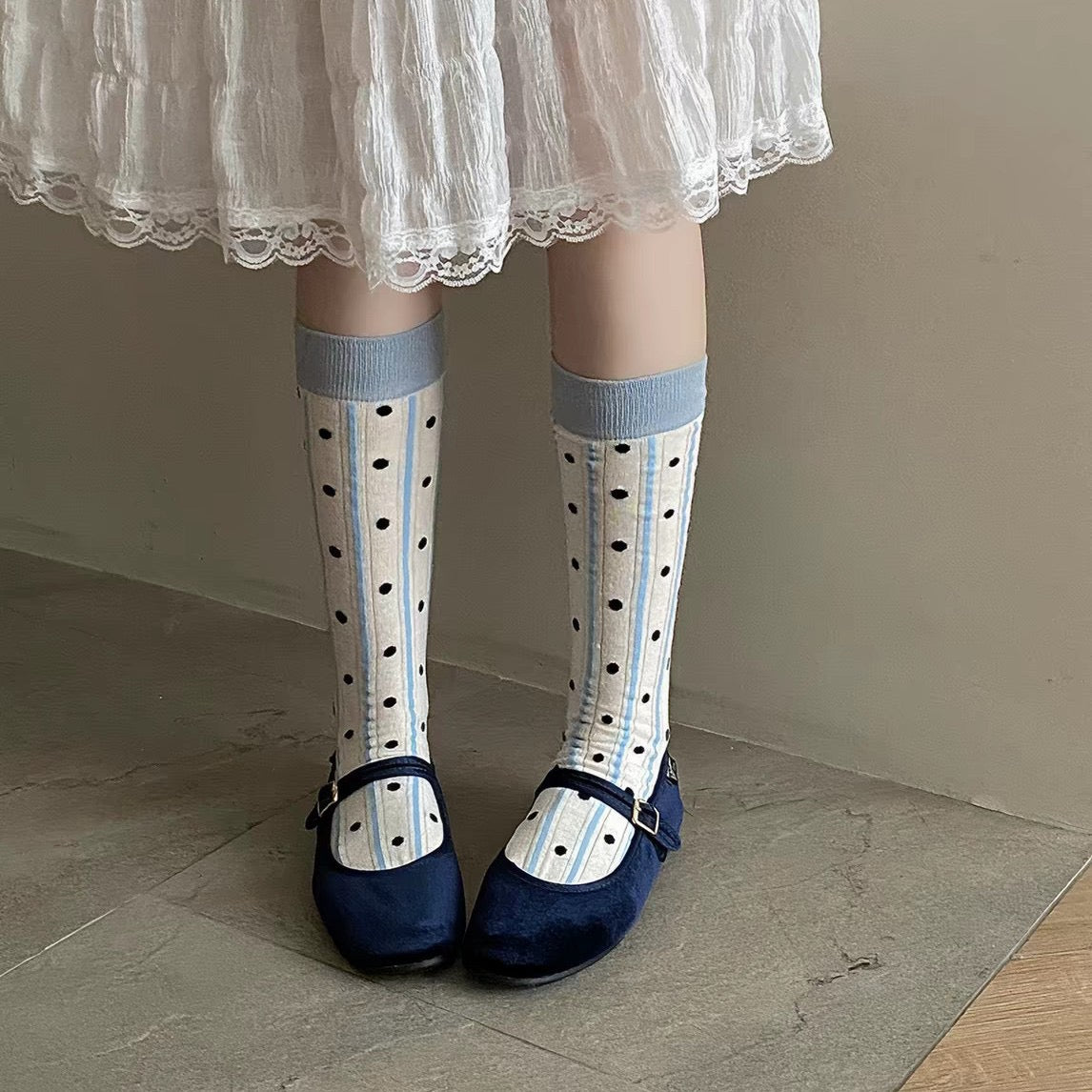 Bluebell Polka Knee High Socks