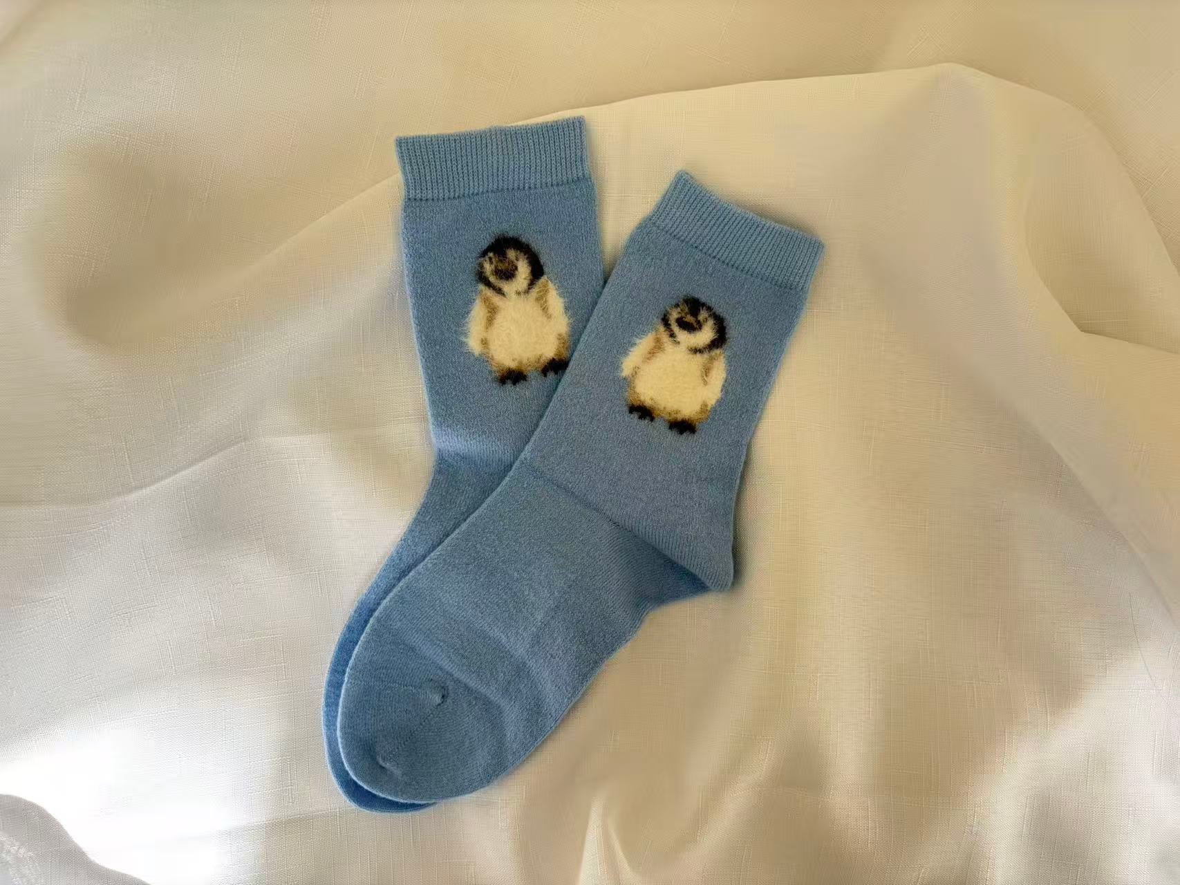 Wool-Blend Fuzzy Animal Motif Crew Socks