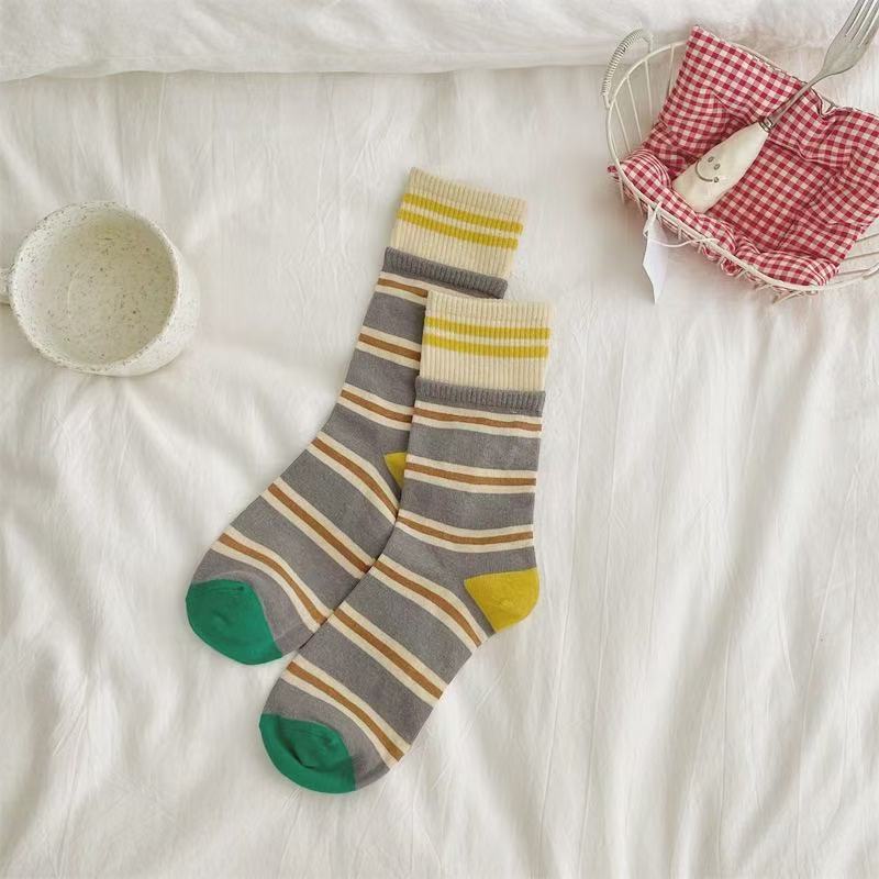 Retro Multi-Stripe Crew Socks