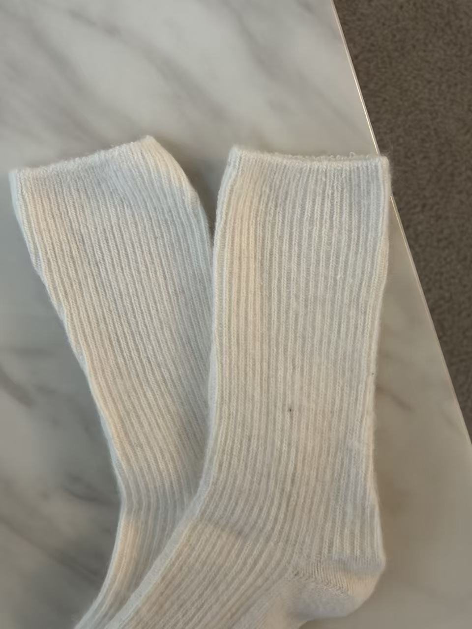 Wool-Blend Crew Socks- White