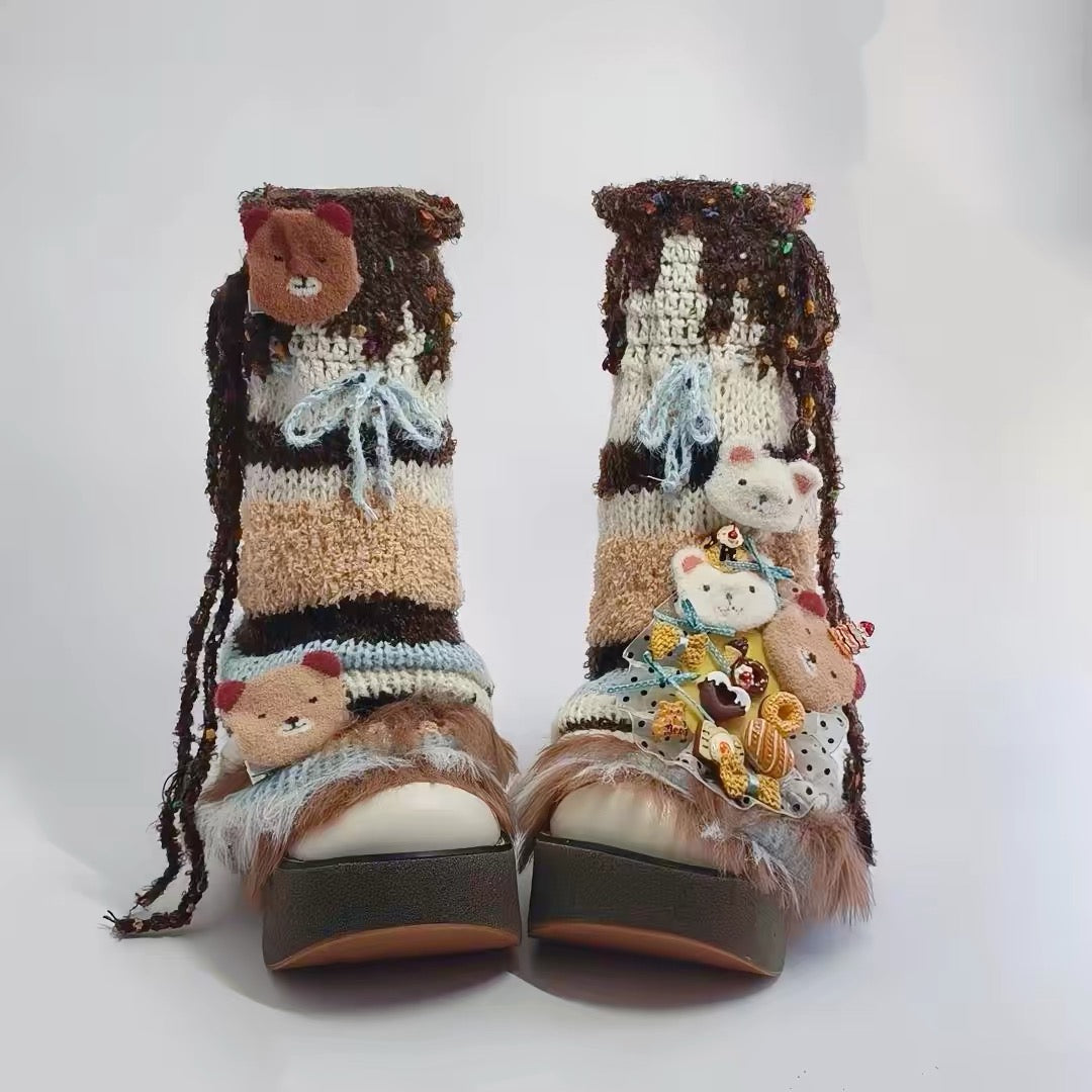 Handmade Teddy Charm Socks