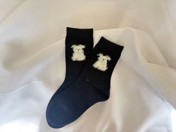 Wool-Blend Fuzzy Animal Motif Crew Socks
