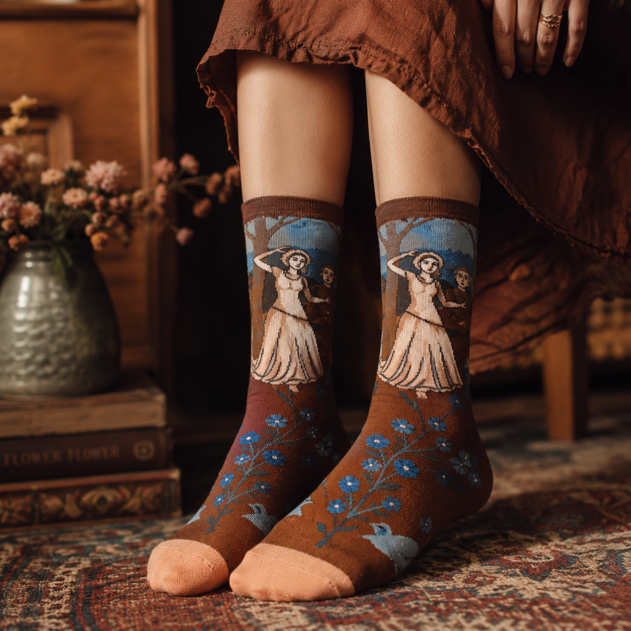 Art-Inspired Statement Crew Socks – Abstract, Floral & Portrait Designs