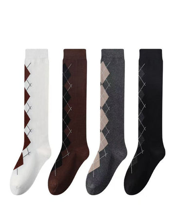 Classic Argyle Knee-High Socks | Timeless Academic Aesthetic