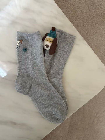 Lucky Pup Ribbed Socks