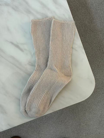 Wool-Blend Crew Socks- Oatmeal