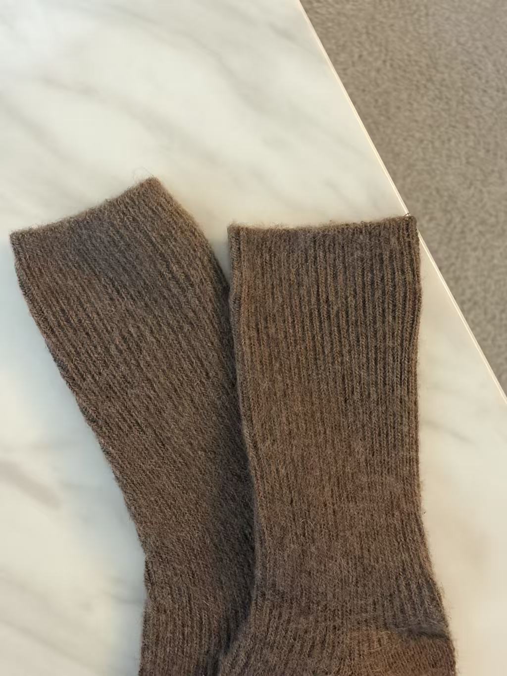 Wool-Blend Crew Socks- Dark Chocolate