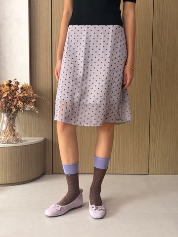Brown & Lilac Polka Dot Socks