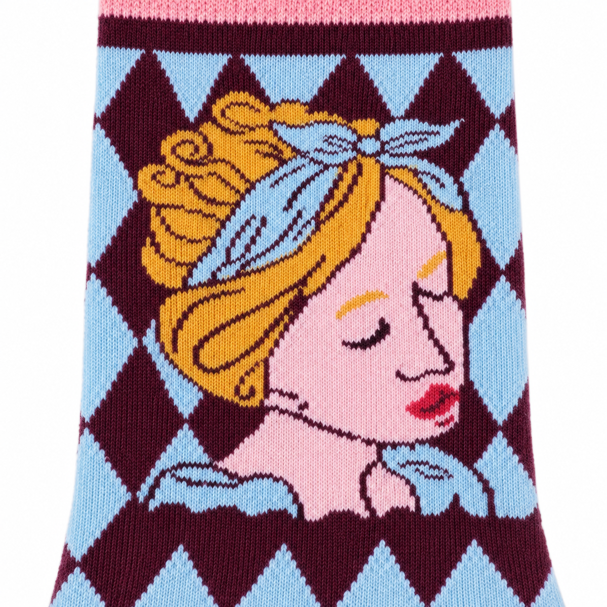 Women's Retro Portrait Argyle Crew Socks – Colorful Patterned Casual Socks