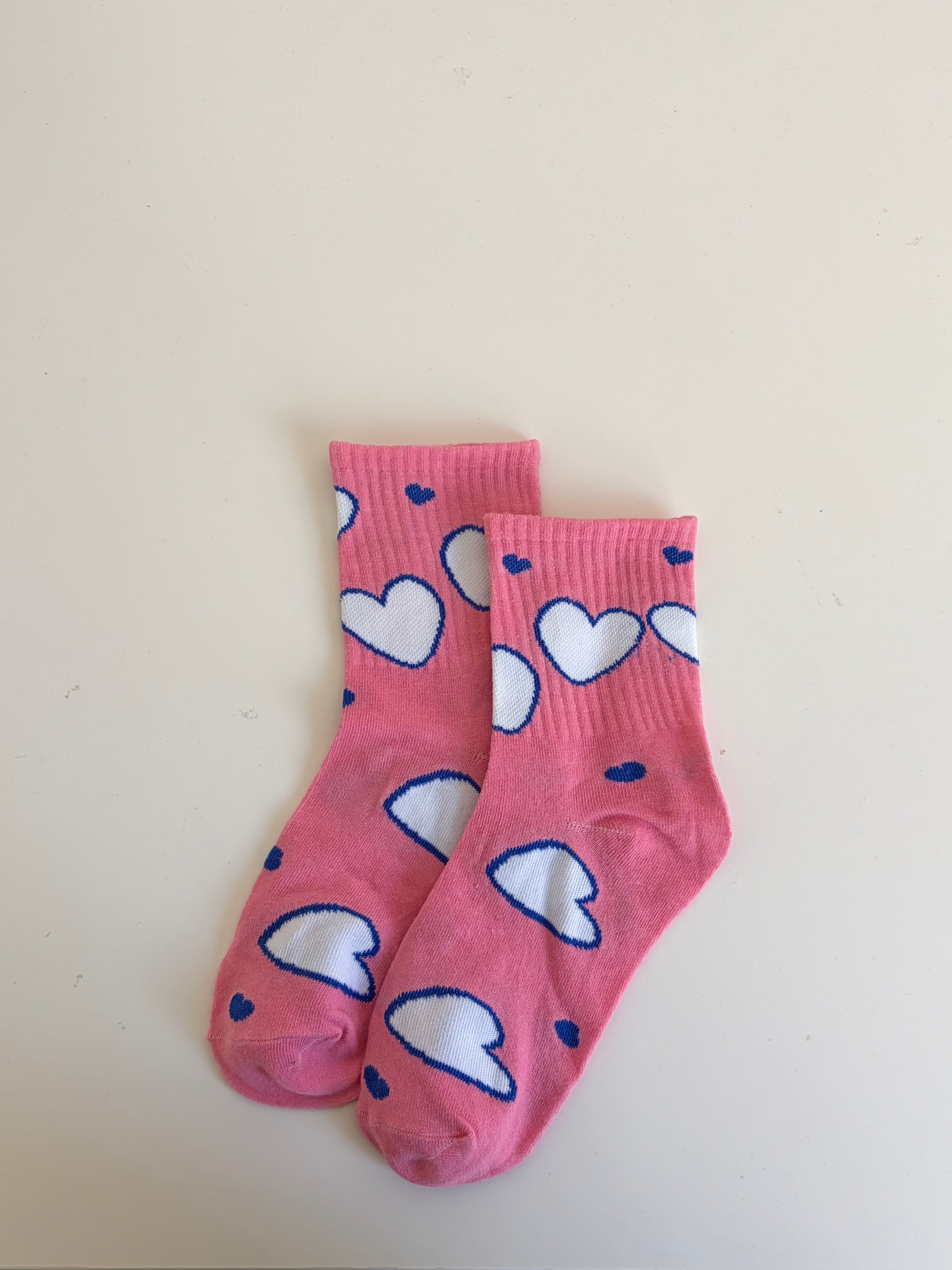 Bold Heart Pattern Ribbed Cotton Socks | Kawaii Retro Streetwear Hosiery